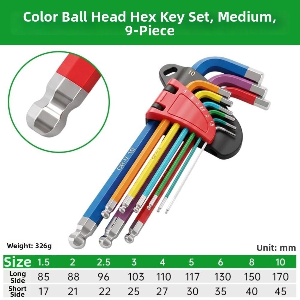 Precision Allen Wrench Set 1.5mm To 10mm Hexagon Spanner Set Heavy Duty L Wrench Kit For Machinery