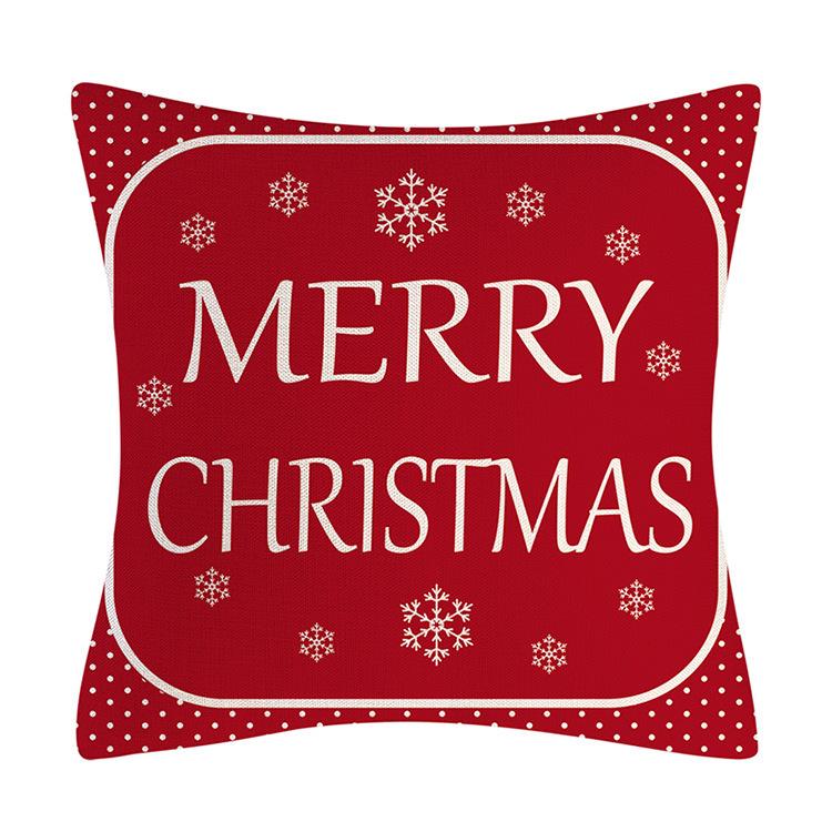 Red Series Snowflake Reindeer Pattern Throw Pillow Cover with Short Plush Print for Living Room Sofa Decoration Cushion Cover