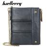 Wallet Men's Short Style European American Retro Multi Card Chain Soft Leather Clip Zipper Coin Purse