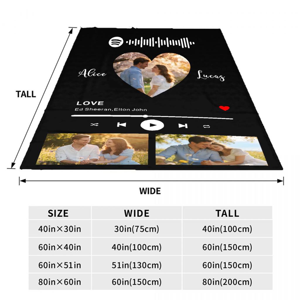Valentine's Day Personalized Flannel Blanket With Your Photos for Boyfriend Girlfriend Wife Husband Couple Anniversary Gifts