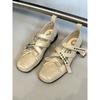 Sheepskin Version~ Pig Nose Mary Jane Shoes New Retro Square Head Ballet Shoes French Shallow Mouth One-word Button Women's Shoes