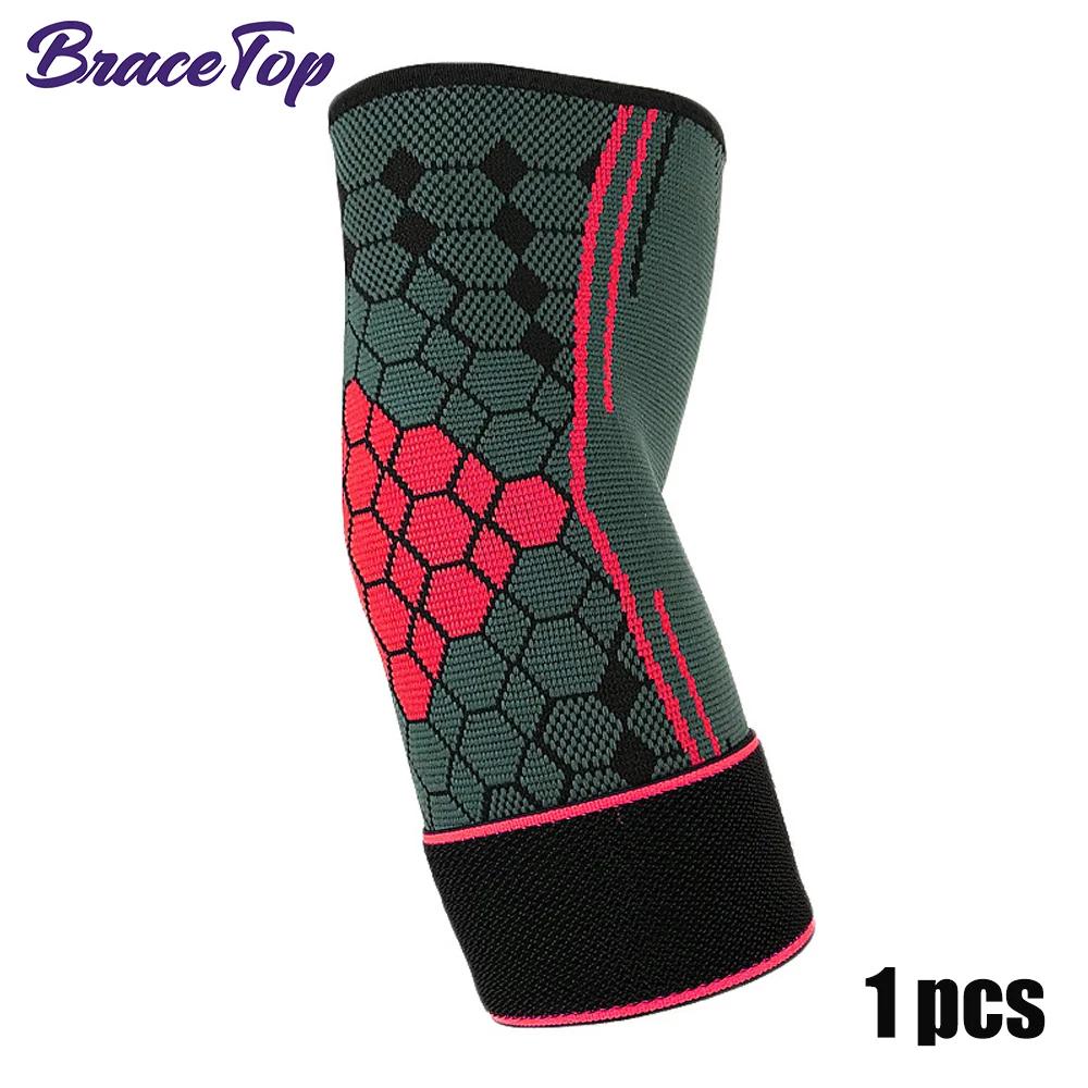 Bracetop 1 Pc Sport Elbow Brace Adjustable Compression Elbow Support For Tendonitis Arthritis,Bursitis,Golfers Elbow Pain Relief