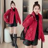 Winter new warm thickened stand-up collar jacket short fake two-piece down cotton clothes women's niche cotton clothes
