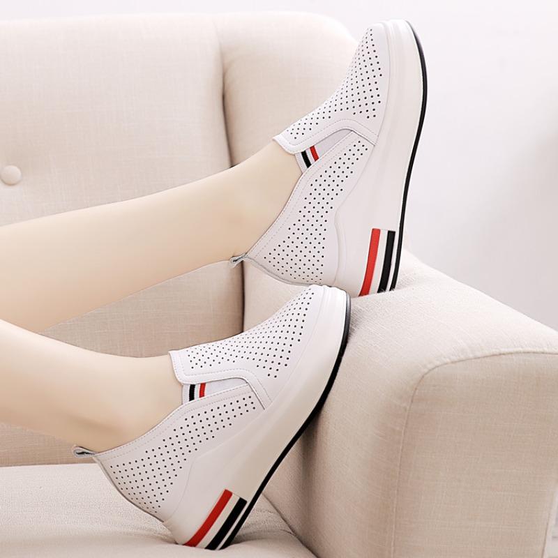 Autumn women's shoes new inner height increase breathable punching casual sports shoes student shoes women