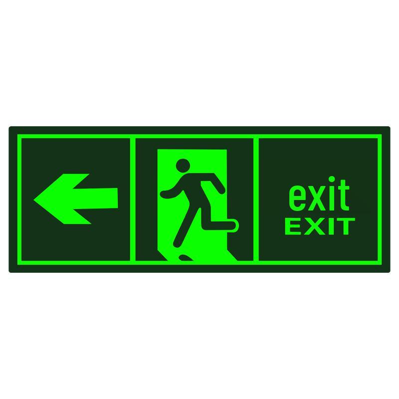 Glow-in-the-Dark Emergency Exit Left Turn Wall Stickers 6-piece set