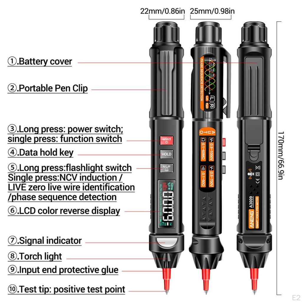 A3009 Multimeter AC DC Transmission Voltage Capacitance Professional Smart Electrical Tester