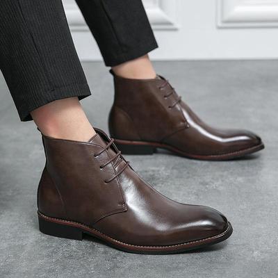 Men's British Style High-Top Formal Leather Ankle Boots - Pointed Toe, Plus Size, Autumn Martin Boots