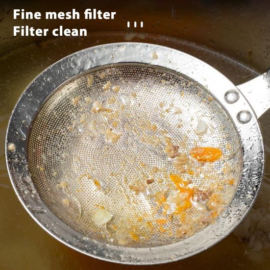 Stainless Steel Colander Strainer Spoon Fine Mesh Handle Oil Filter Food Strainer Kitchen Gadget for Soups Stews Fruits Vegetables