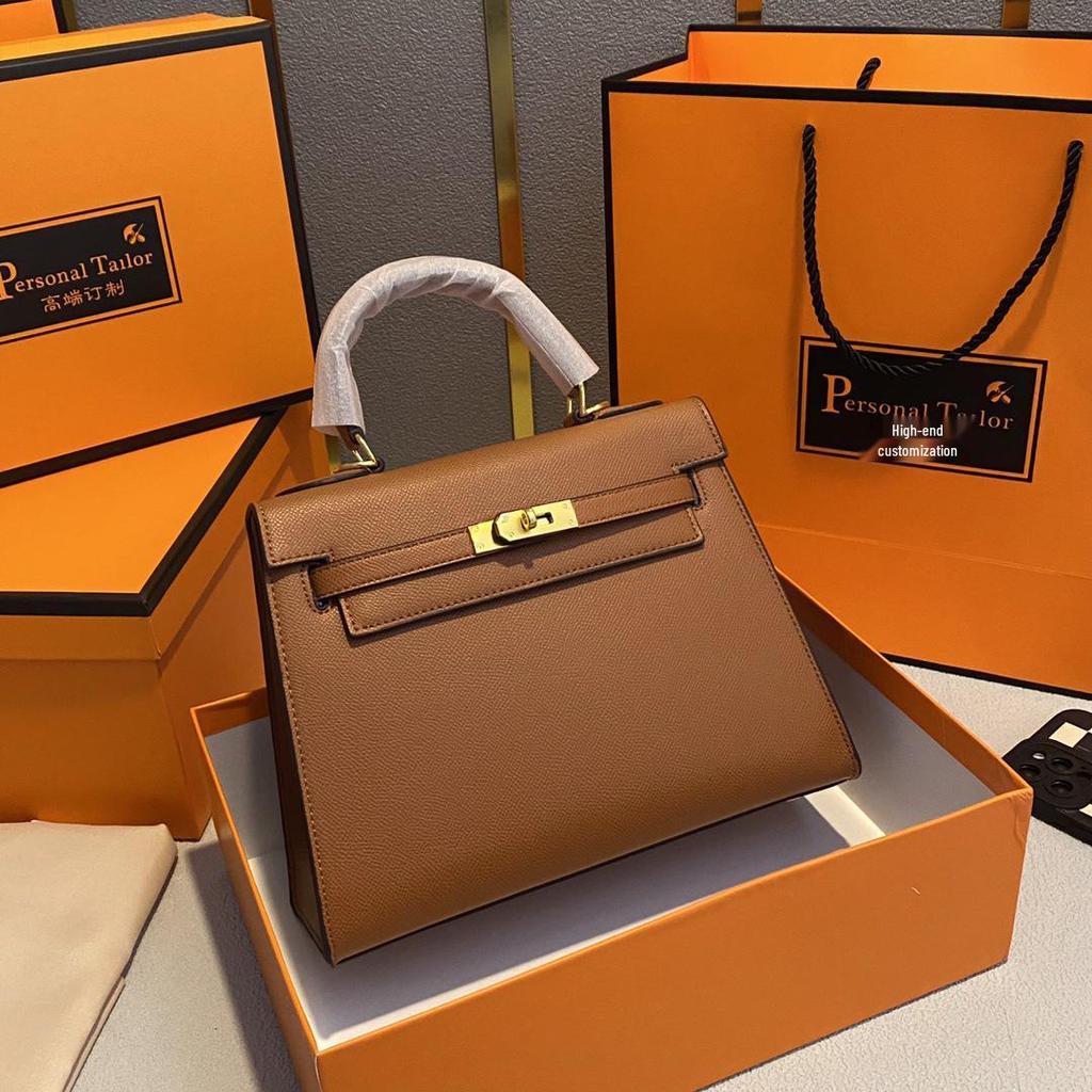 Bolso Kelly Color Caramelo: Bolso de Mano de Moda Europeo y Americano para Mujer, Bolso de Hombro Único o Cruzado de Gama Alta