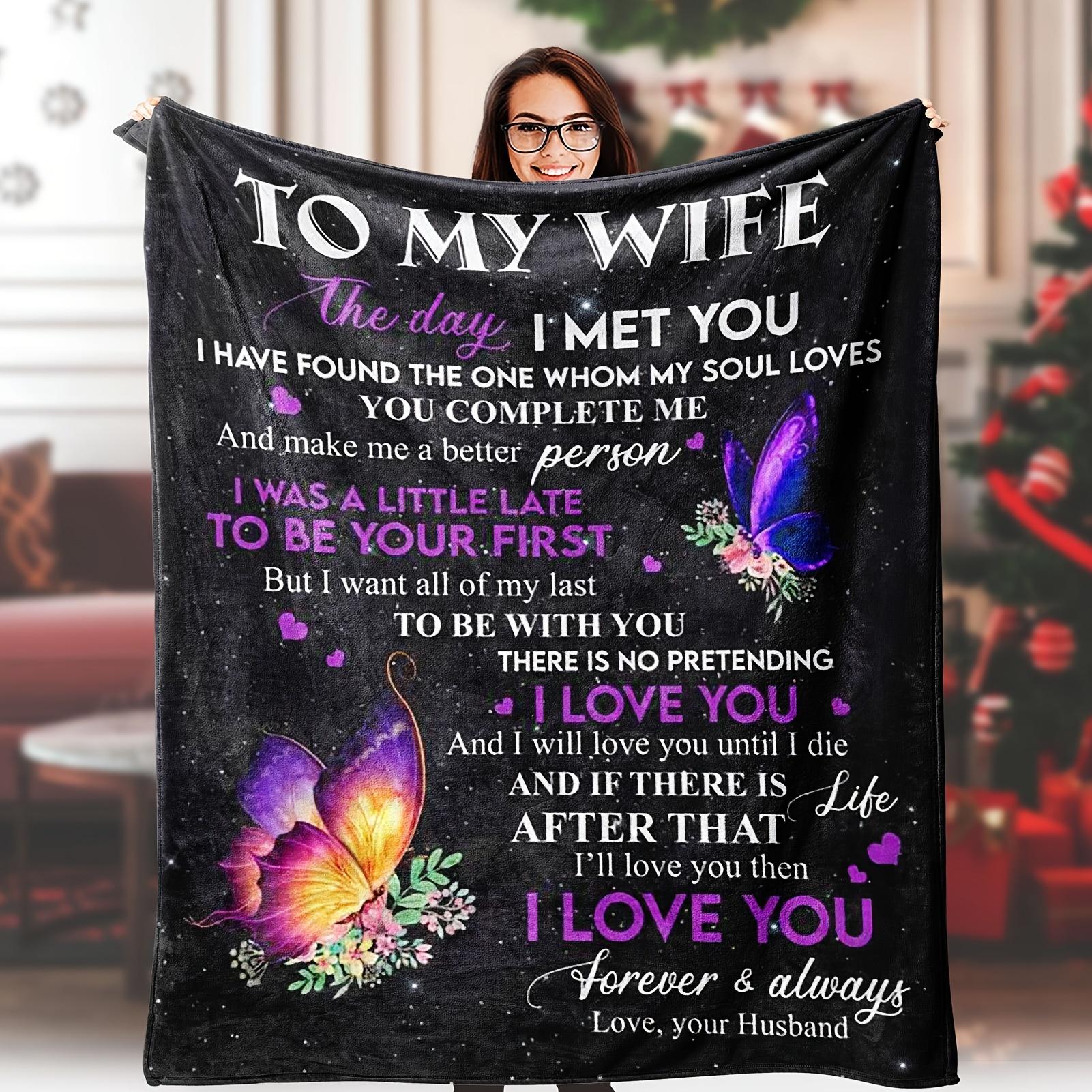 To My Wife Throw Blanket Gifts - Wife Birthday Gift, Wedding Anniversary Romantic Gifts For Her - Soft Throw Blanket Size: 75*100cm, Weight: 230 GSM