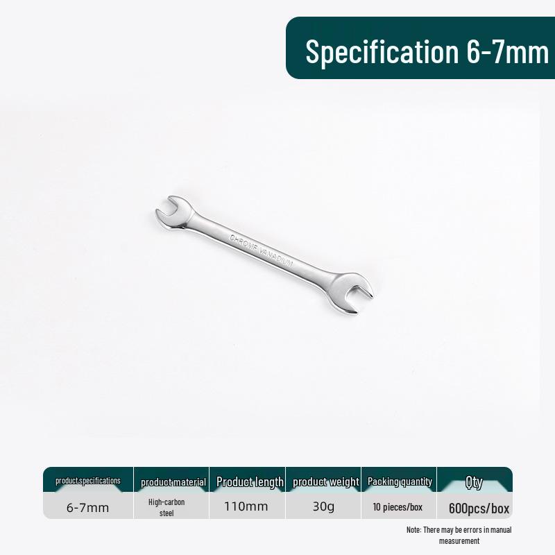 Ruwei Tools Double-Ended Mirror Finish Open-End Wrench, 8-10mm, Multi-Size