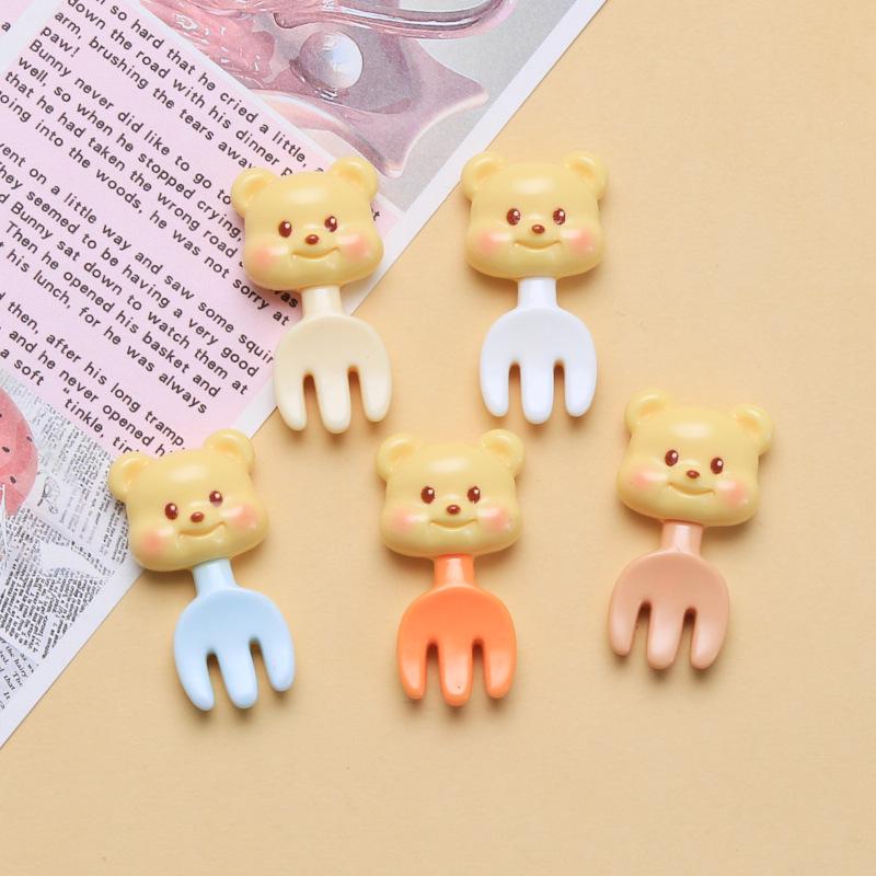 Cartoon Bear Fork Resin Shoe Buckle for DIY Jewelry & Accessories