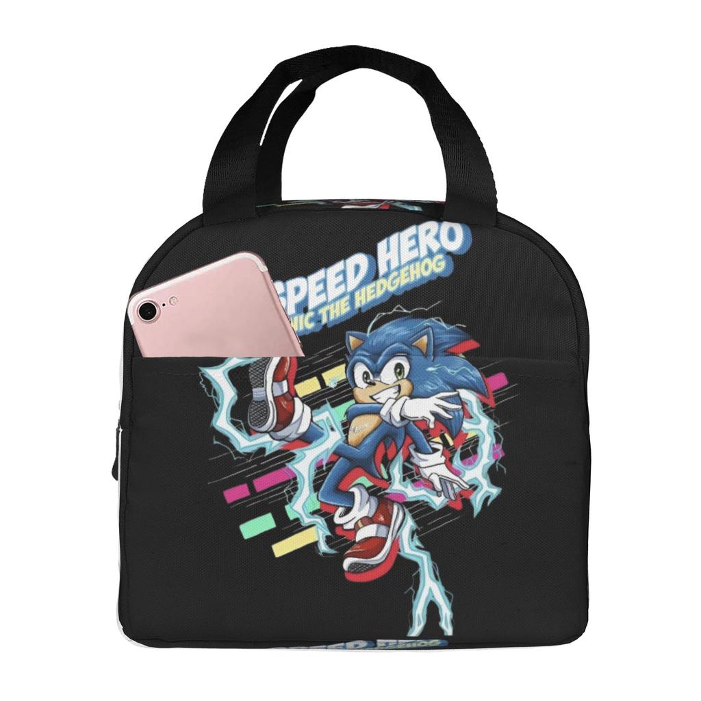 Custom S-Soniced Insulated Lunch Bags for Work School Hedgehog Game Resuable Cooler Thermal Lunch Box Men Women
