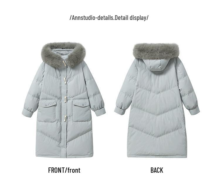 2025 Women's Korean Style Winter Down Jacket: Mid-Length, Hooded, with Large Fur Collar, Loose Fit, Thick and Warm.