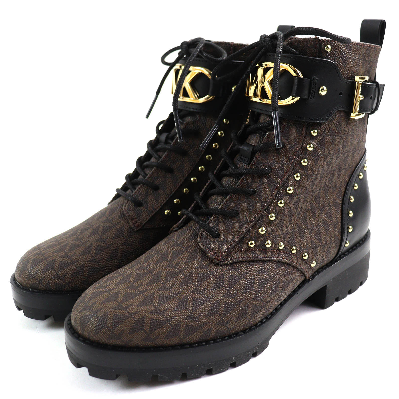

Pristine Michael Kors short boots combat boots Brown black Synthetic Women 6.5 Used