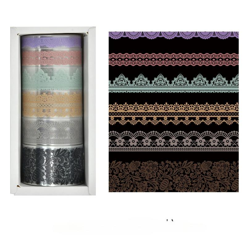 

6 рулонов ретро кружево ПЭТ васи лента для украшения дневника Washitape Cinta Adhesiva Decorativa Скрапбукинг принадлежности малярный скотч