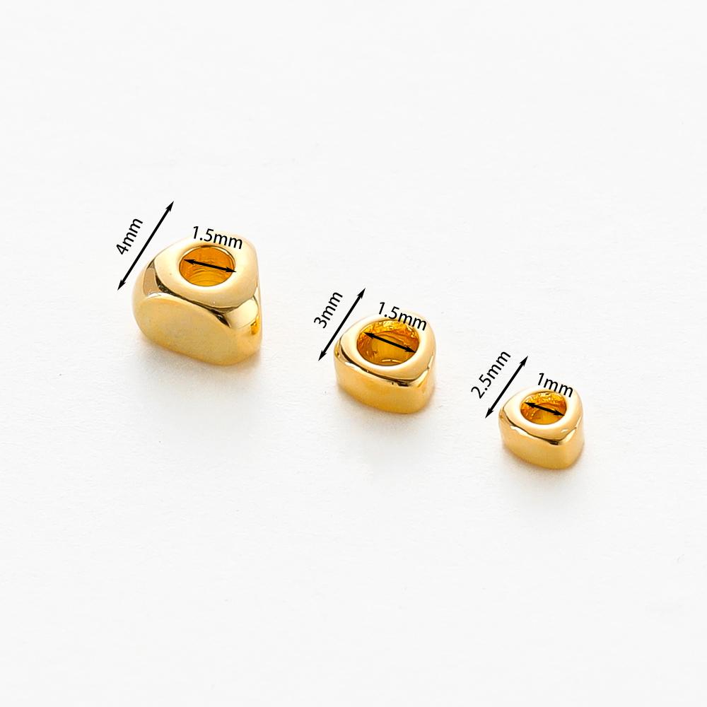 30/50pcs 14K 18K Gold Color Plated Brass Hole 1.5mm Triangle Beads Spacer Beads Bracelet Diy Jewelry Accessories