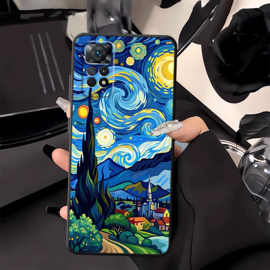 Oil Painting Art Black Soft Phone Cover Case for Xiaomi Redmi Note 12s 7 8 10S 11s 9 10 11 12 Pro 13 14 Pro Plus 9S
