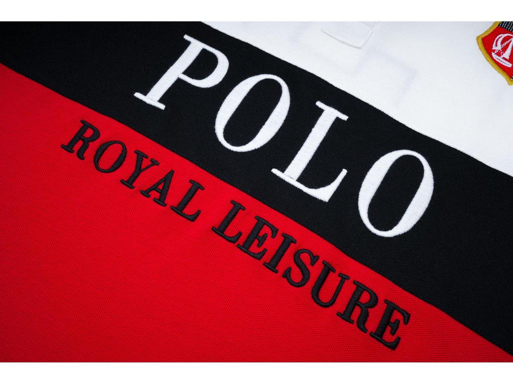 Polo Masculina Nova Paul Algodão Puro Azul Royal Bloco de Cores - Manga Curta Moda Europeia