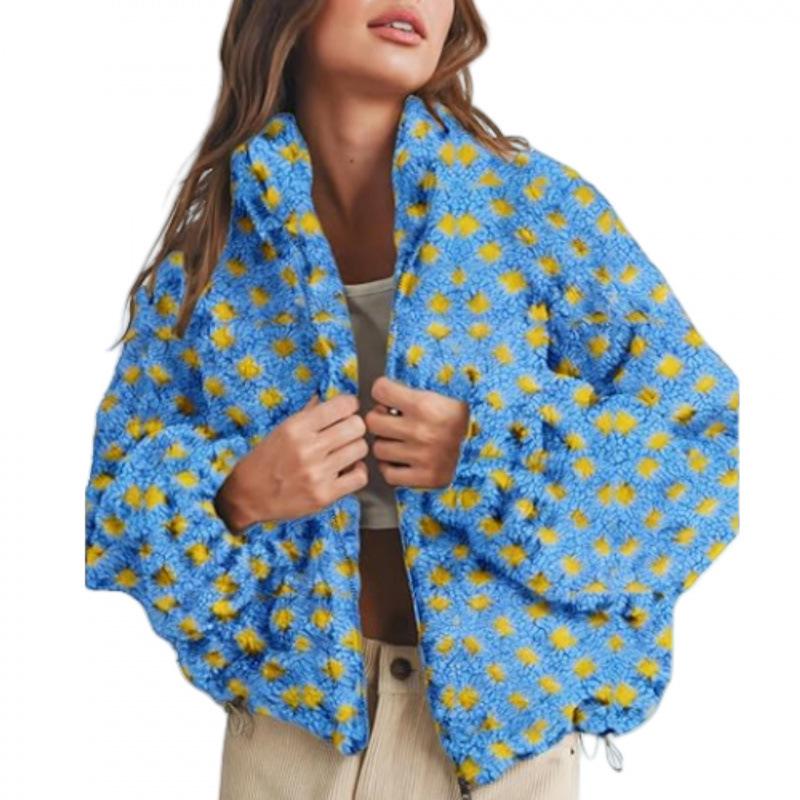 2025 Women s Plaid Windproof Lambswool Coat - Fashionable, Casual, Loose Fit L