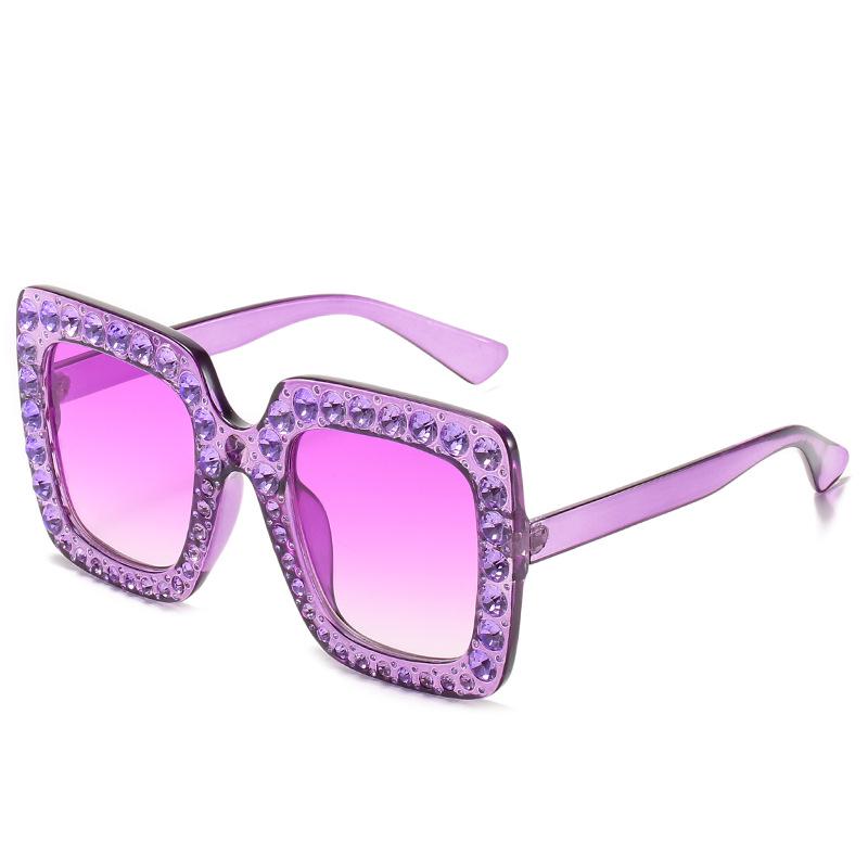 Vintage Oversized Square Sunglasses Women Luxury Crystal Rhinestone Eyewear Colorful Diamond Big Frame Sun Glasses