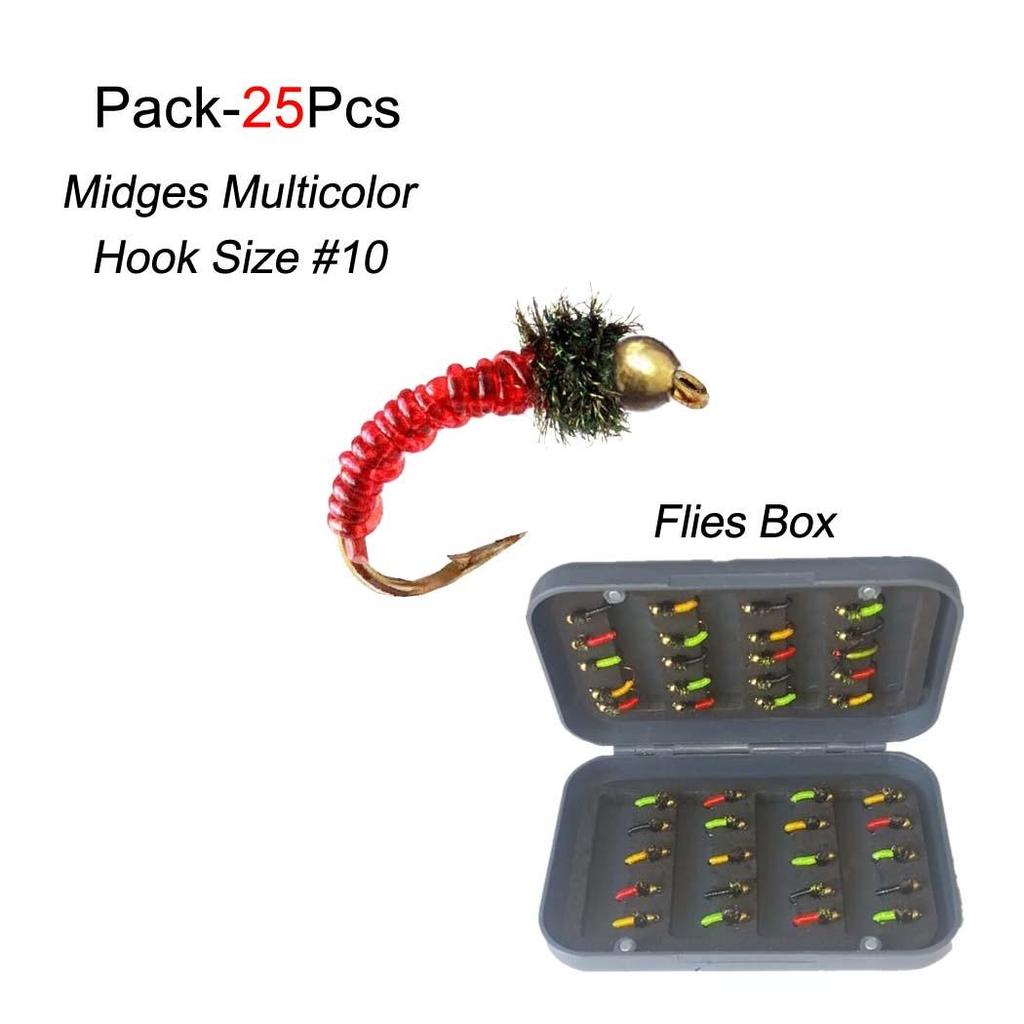 25Pcs/Box Brass Bead Head Fast Sinking Nymph Fly Copper John Mayfly Stonefly Attractor Trout Fishing Fly Lures