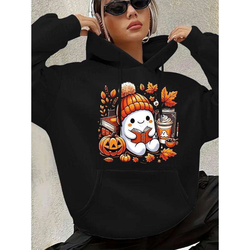 Hoodie for Women THE BOO CREW Halloween Family Matching Outfits Pastel Halloween Rainbow Ghost Print Pumpkin Graphic Sweatshirt