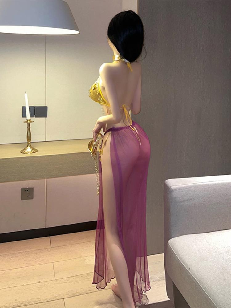 Exotic Bar Party Green Hanfu Lingerie Sexy Princess Women Chiffon Temptation Erotic Uniform Ancient Dance Stage Cosplay Costumes