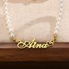 Customized Name Imitation Pearl Necklace with Various Fonts for Women, Personalized Necklace for Mom and Her,Exquisite Jewelry