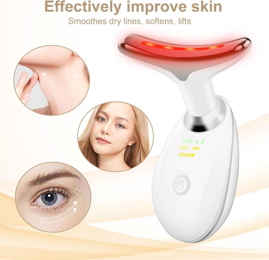 7 Color LED Facial Massager Electric Neck Face Beauty Devices Cosmetic Skincare Accessory Relaxation Tools Fitness Supplies Gear