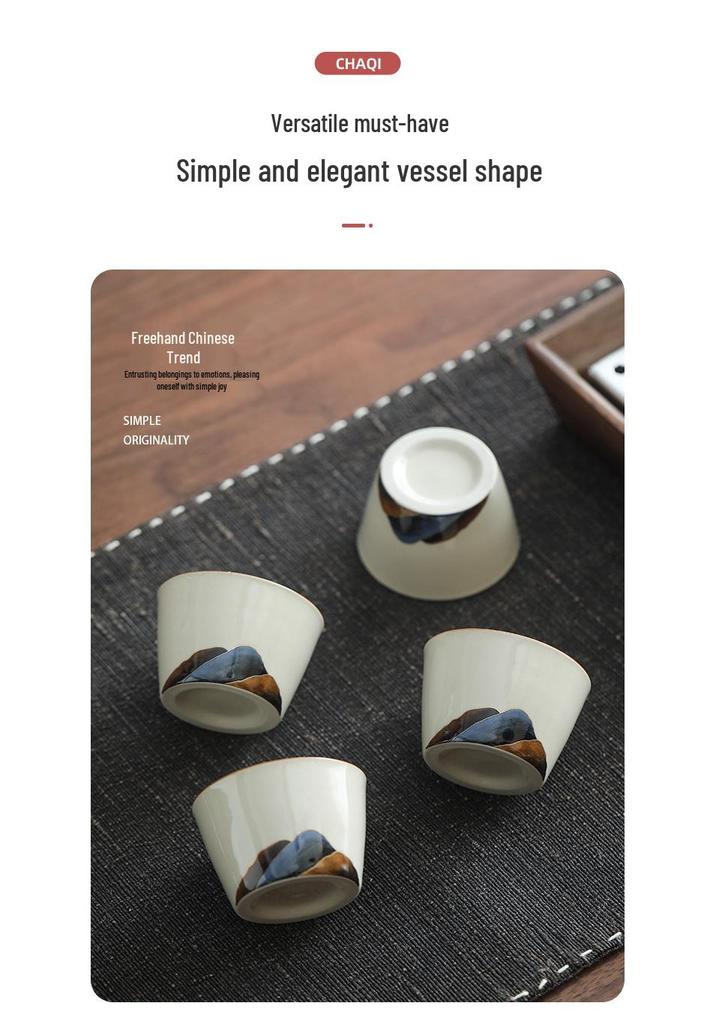 Chinese Ceramic Tea Cup Set - Tasting, Host, Household, Water, Wine Cups with Gift Box