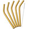 5pcs Colofrul Wide 12mm Stainless Steel Bent Straw Set Fruit Juice Milkshake Cocktail Bubble Tea Drinking Straw Bar Accessories
