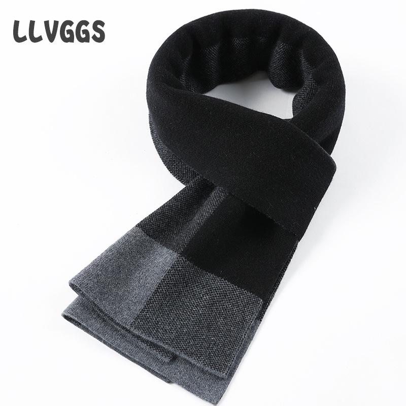 Pure cashmere men's scarf knitted plaid trendy business men's scarf knitted scarf warm plaid scarf