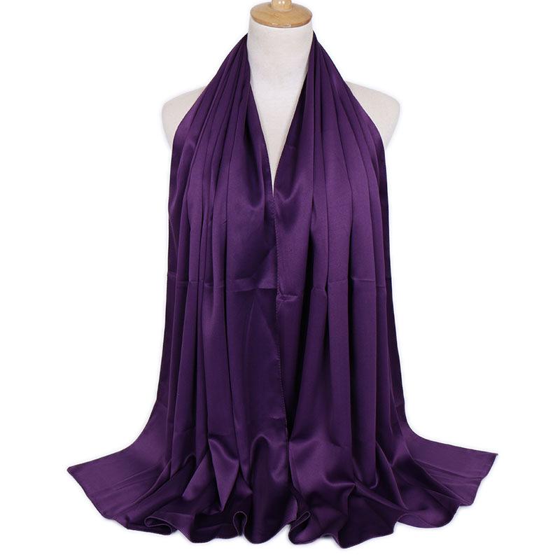 Fashion new plain malaysia satin silk hijab scarf solid color long muslim scarves headscarf turban muslim shawl female