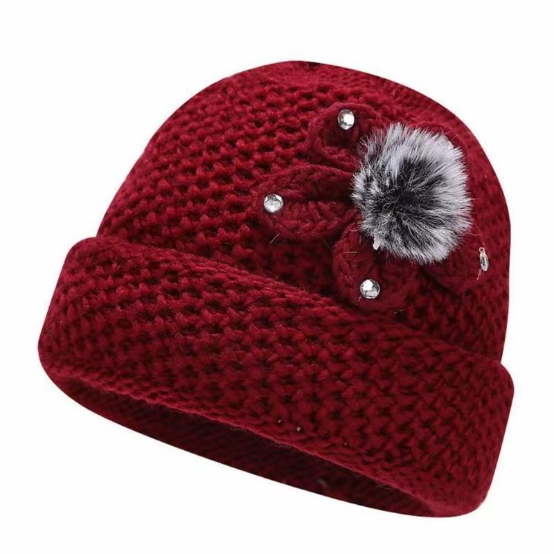 Medium Old Man Hat Female Winter Grandma Knitted Warm Wool Plush Mother Old Man Hat Cold Wind Thickened