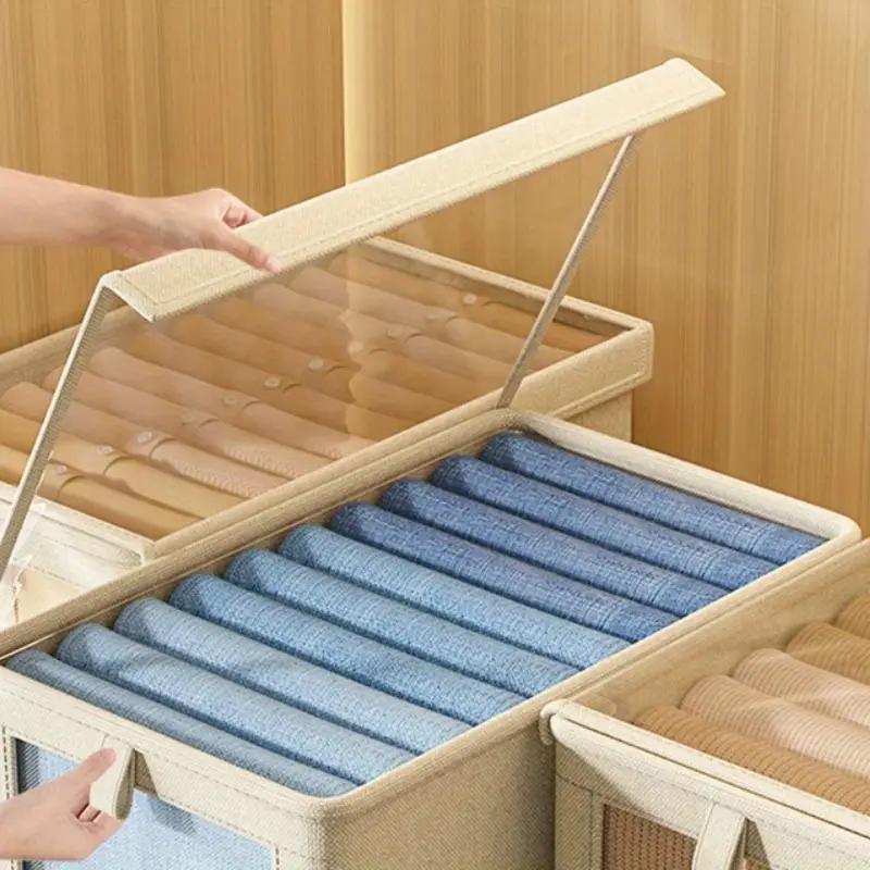 Geantă de depozitare pliabilă pentru haine, vizuală, pentru pilote, organizator cu mâner, pentru casă, pentru perne, pături, cutie de depozitare pentru sortarea garderobei