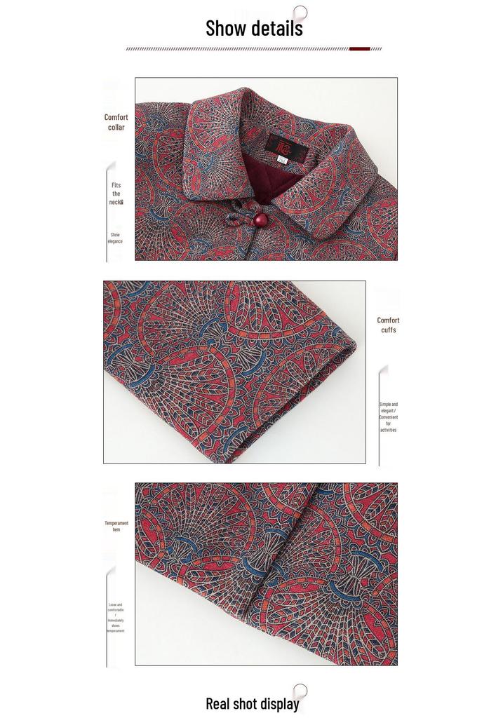 Stylish Grandma's Winter Cotton Jacket: New Padded Outerwear for Middle-Aged & Elderly, Plus Velvet for Extra Warmth