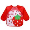Bib with Sleeves for Eating, Painting, Apron for Messy Play, Bib with Sleeves for Children, Red Strawberry