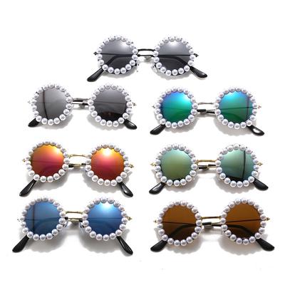 Kinder Luxus Perlenrahmen Sonnenbrille Stilvolle Runde Metallrahmen Sonnenbrille Uv400 Brillen Für Kinder Party Oculos De Sol