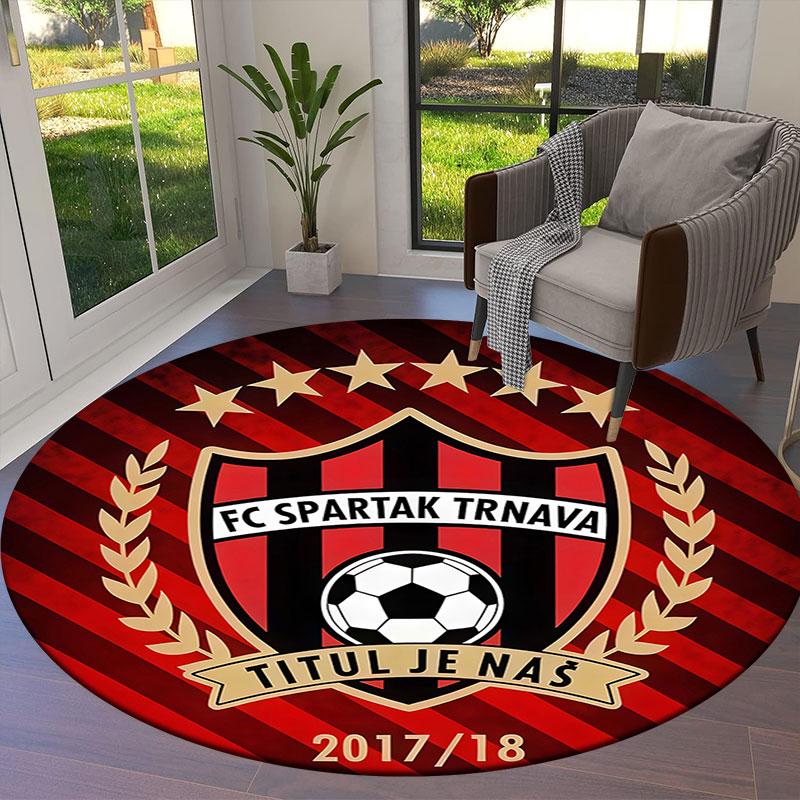 FC Spartak Trnava Round Area Rug,Carpet Rug for Living Room Bedroom Sofa Playroom Decor,Non-slip Floor Mat