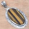 Pendant Tiger's Eye Gemstone Handmade Gift For Her Silver Jewelry 2.25"