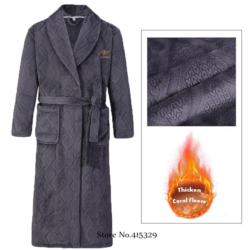 Coral Velvet Bathrobe Shower Kimono Robe Winter New Men's Home Wear Loose Thickened Pajamas