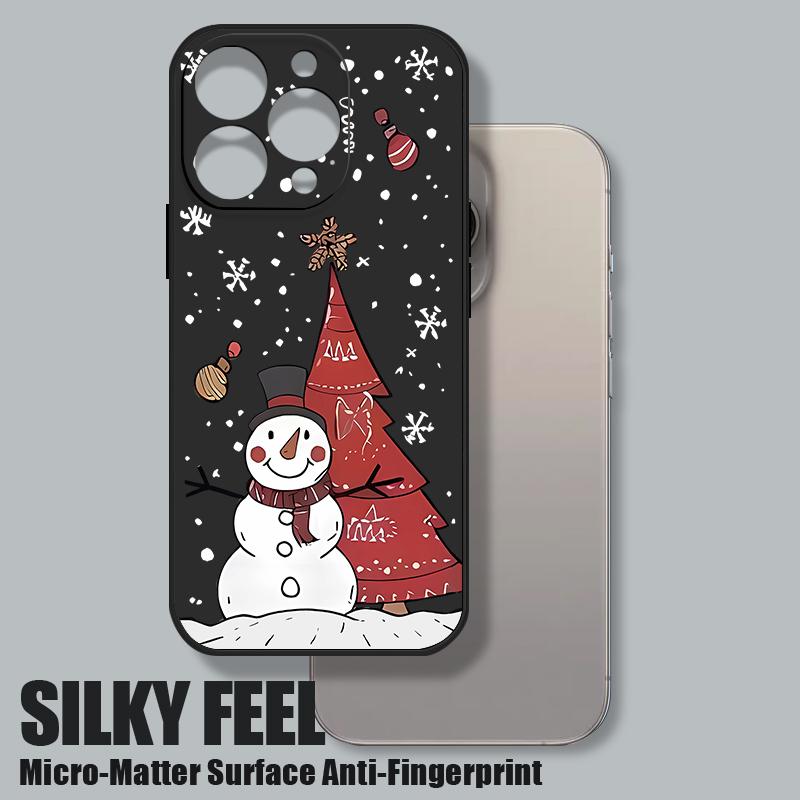 Christmas Snowman Pattern Lanyard Case For iPhone 17 15 16 Pro Max 12 13 14 Pro Max 16e Air 11 Shockproof Soft Strip Phone Cover