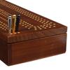 WE Games 3-Player Wooden Cribbage Set - Easy-Grip Pegs and 2 Decks of Cards - Walnut Stained