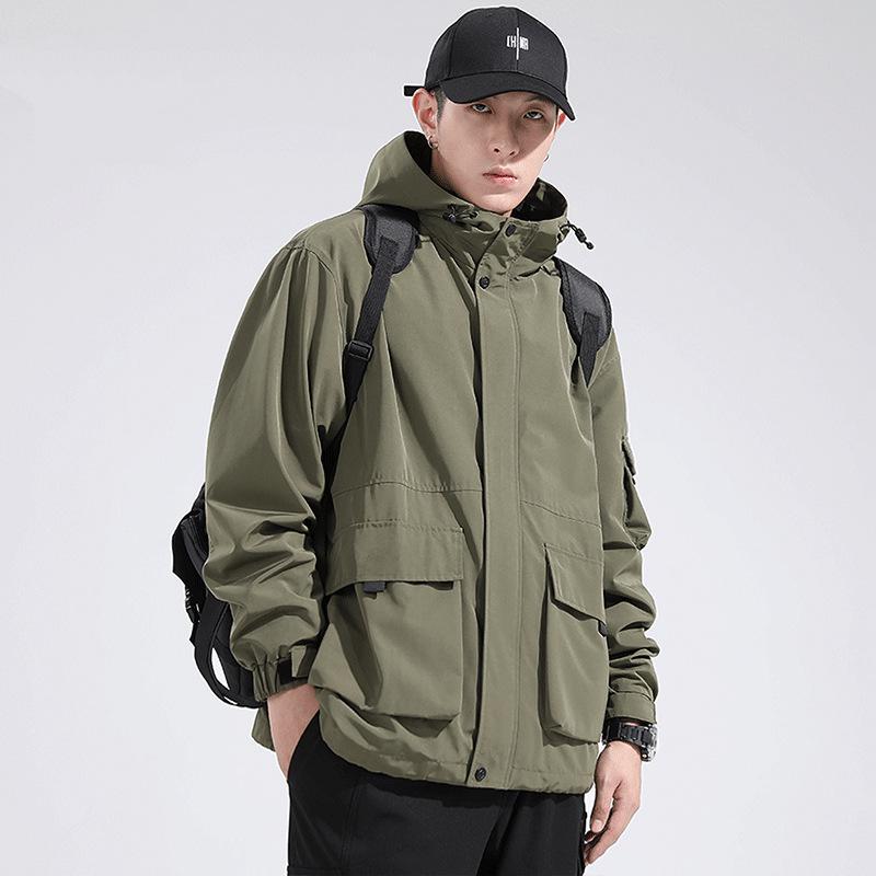 

Мужская ветрозащитная водонепроницаемая куртка контрастных цветов 3 в 1 для осени/зимы - отстегивающаяся ветровка для парных занятий альпинизмом. XL (150-165 jin)