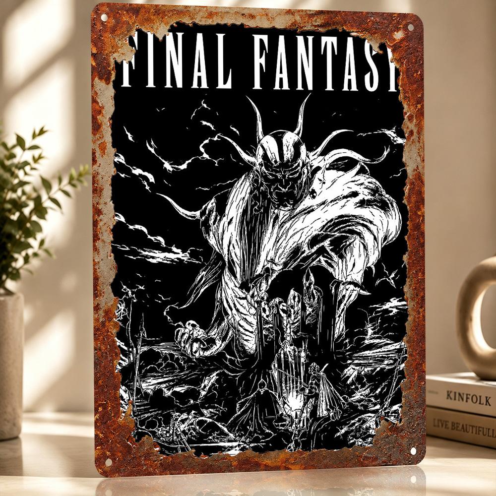 Final Fantasy Dark Fantasy Art D Printed Texture Poster Personalized Wall Art Retro Metal Tin Signs for Room Ornaments Decor