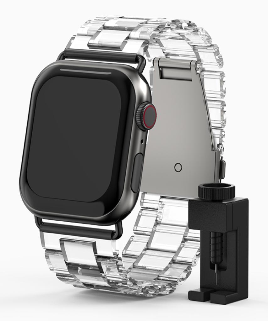 Nuateu Crystal Clear Transparent Strap Compatible With All Apple Watch Models 11/10/9/8/7/6/5/4/Se3/Ultra 3