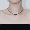 Baroque Stone Onyx black leather necklace