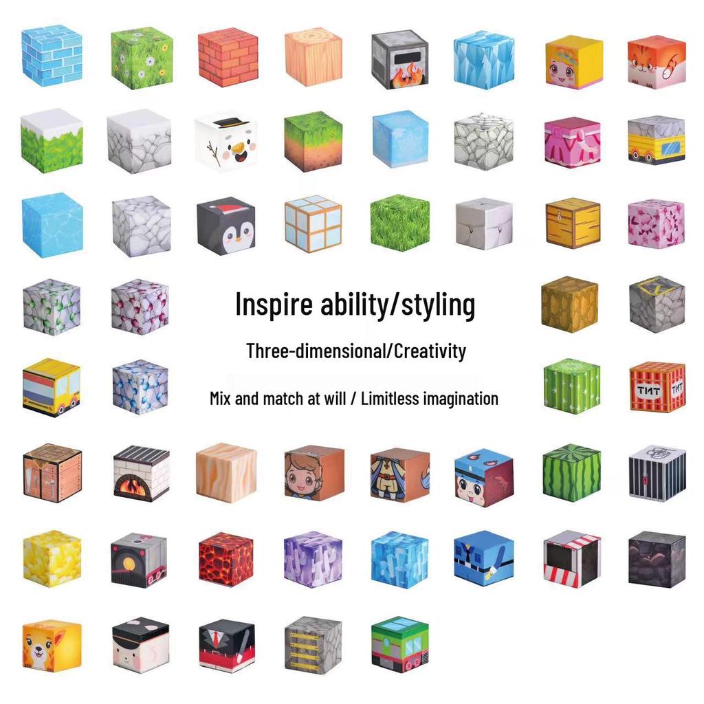 Magnetic Cube Puzzle: Creative DIY Educational Building Blocks for Kids - 2cm Large Pieces