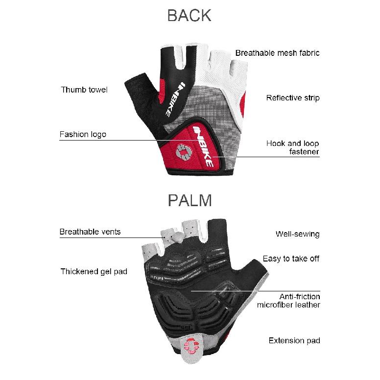 INBIKE Half Finger Cycling Gloves GEL Padded Men Women Shockproof Summer MTB Bicycle Gloves Sports Gym Fitness Glove Accessoreis
